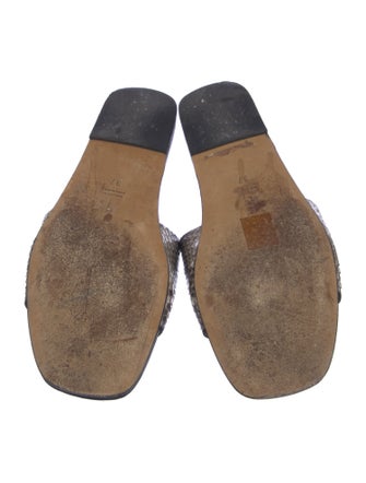 Alumnae Embossed Leather Animal Print Slides