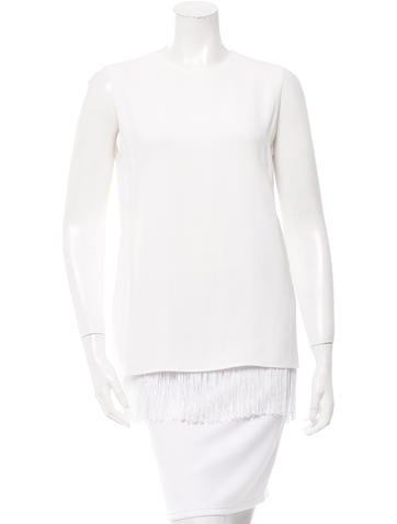 Adam Lippes Fringed-Trimmed Sleeveless Top