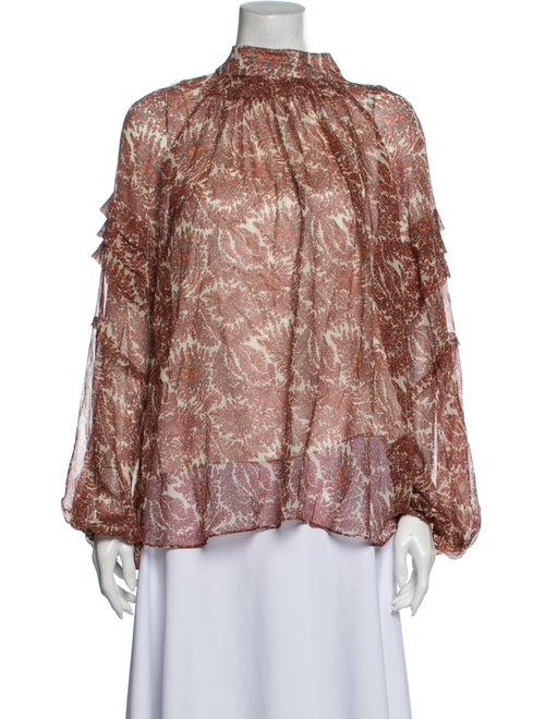 Adam Lippes Silk Floral Print Blouse Orange
