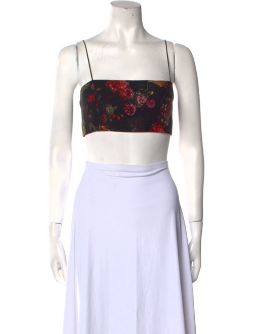 Adam Lippes Floral Print Square Neckline Crop Top