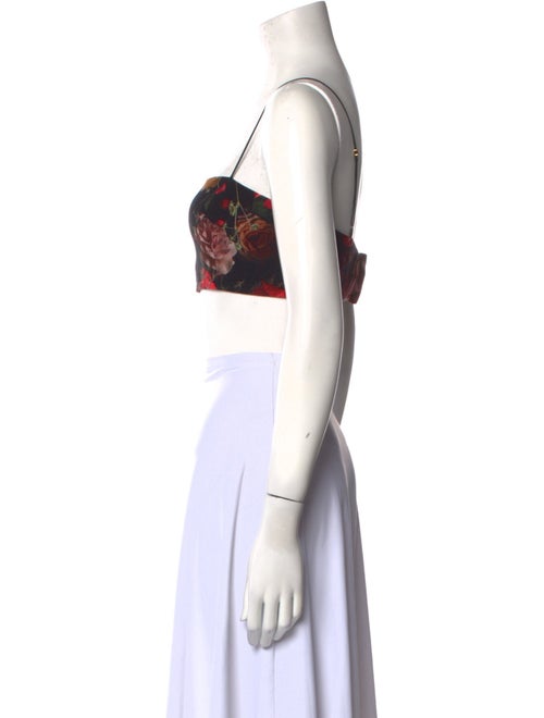 Adam Lippes Floral Print Square Neckline Crop Top