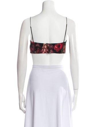 Adam Lippes Floral Print Square Neckline Crop Top