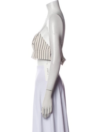 Adam Lippes Striped V-Neck Crop Top