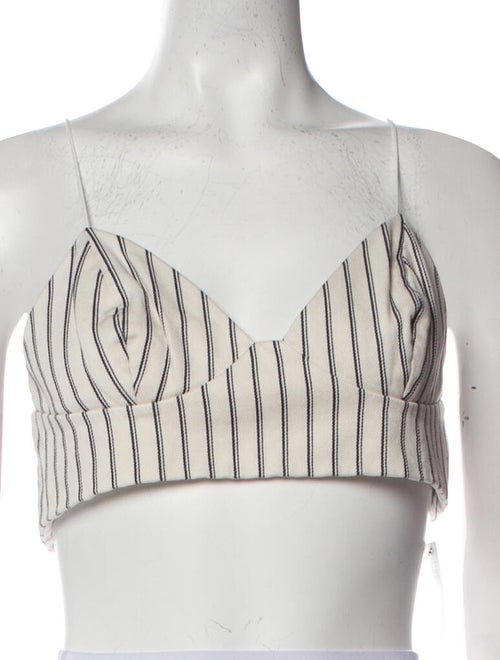 Adam Lippes Striped V-Neck Crop Top