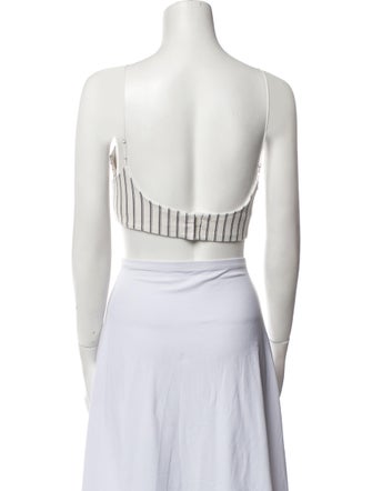Adam Lippes Striped V-Neck Crop Top