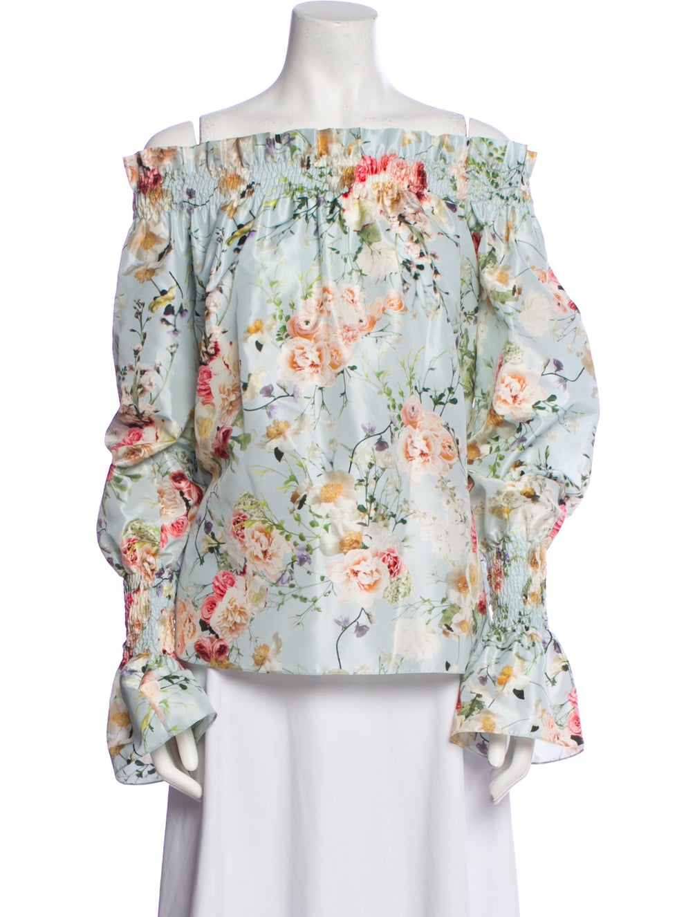 Adam Lippes Silk Floral Print Blouse White Tops, Clothing ALP35473