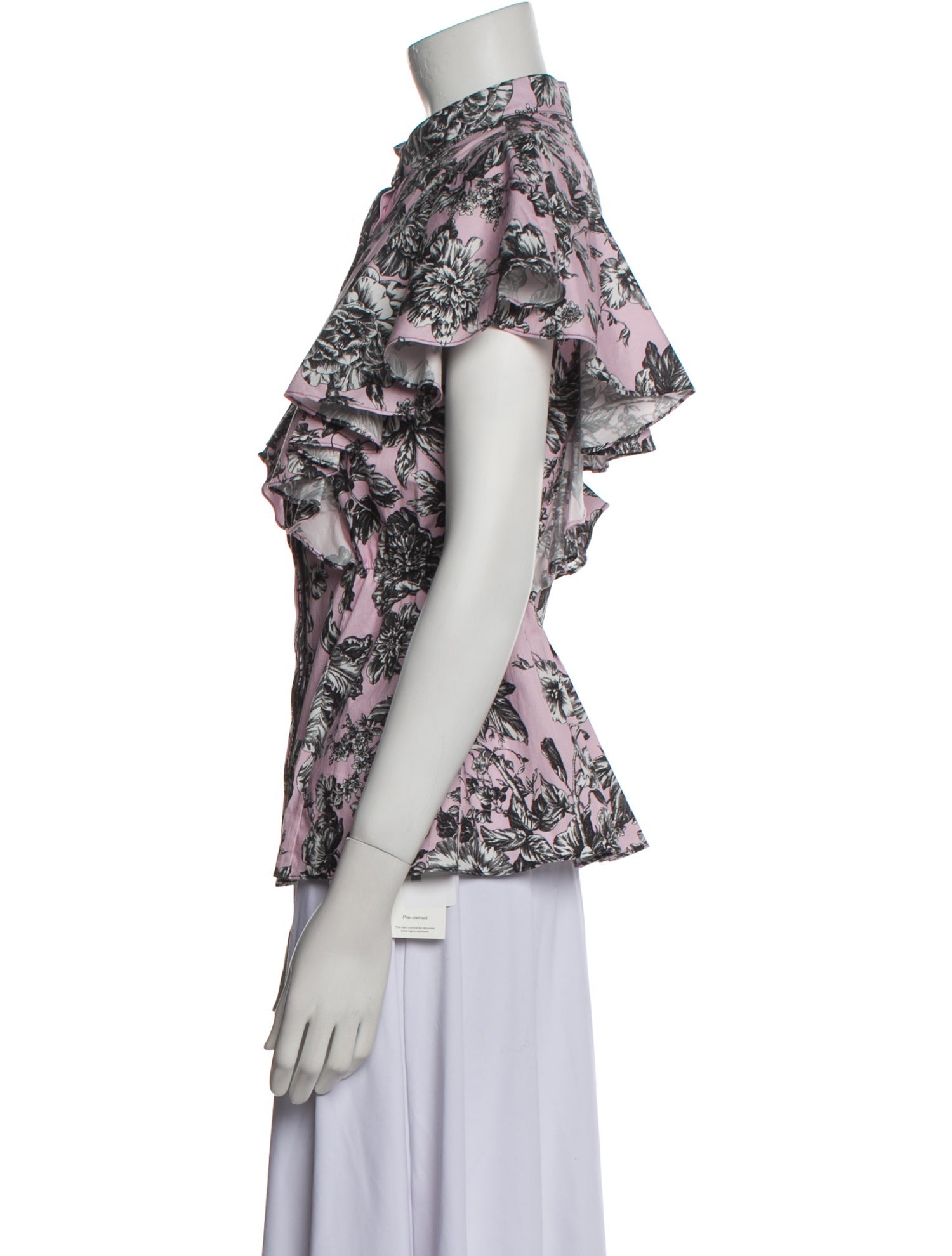 Adam Lippes Floral Print Mock Neck Blouse