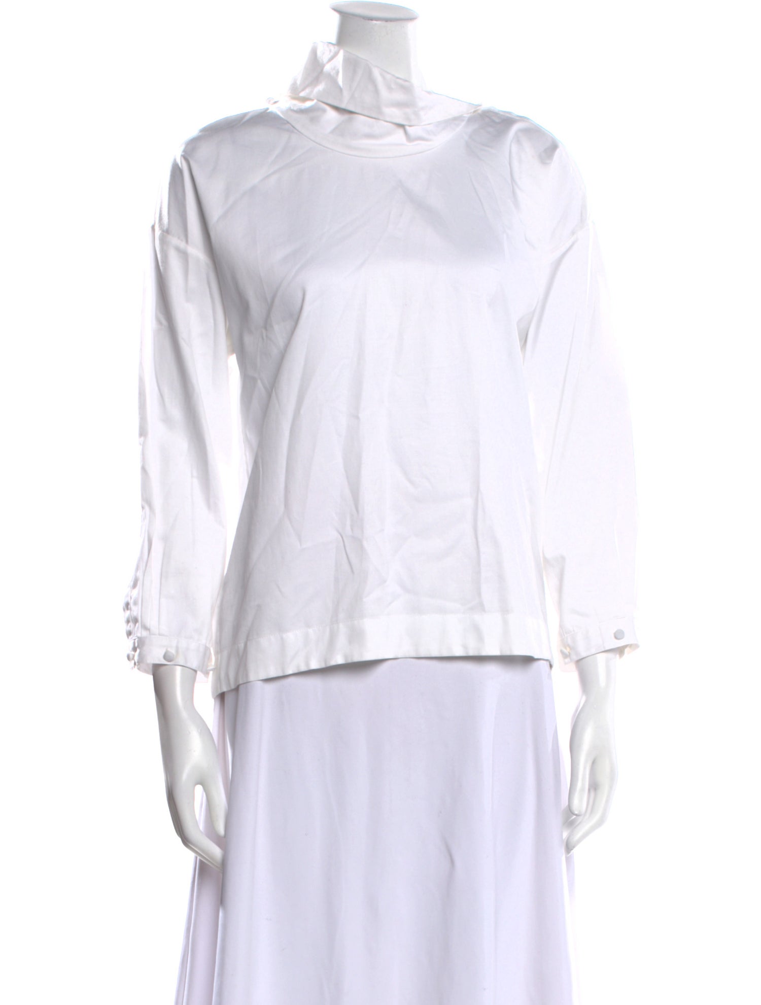 Adam Lippes Mock Neck Three-Quarter Sleeve Blouse