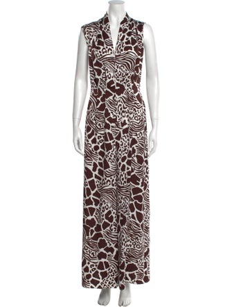 Adam Lippes Animal Print V-Neck Jumpsuit