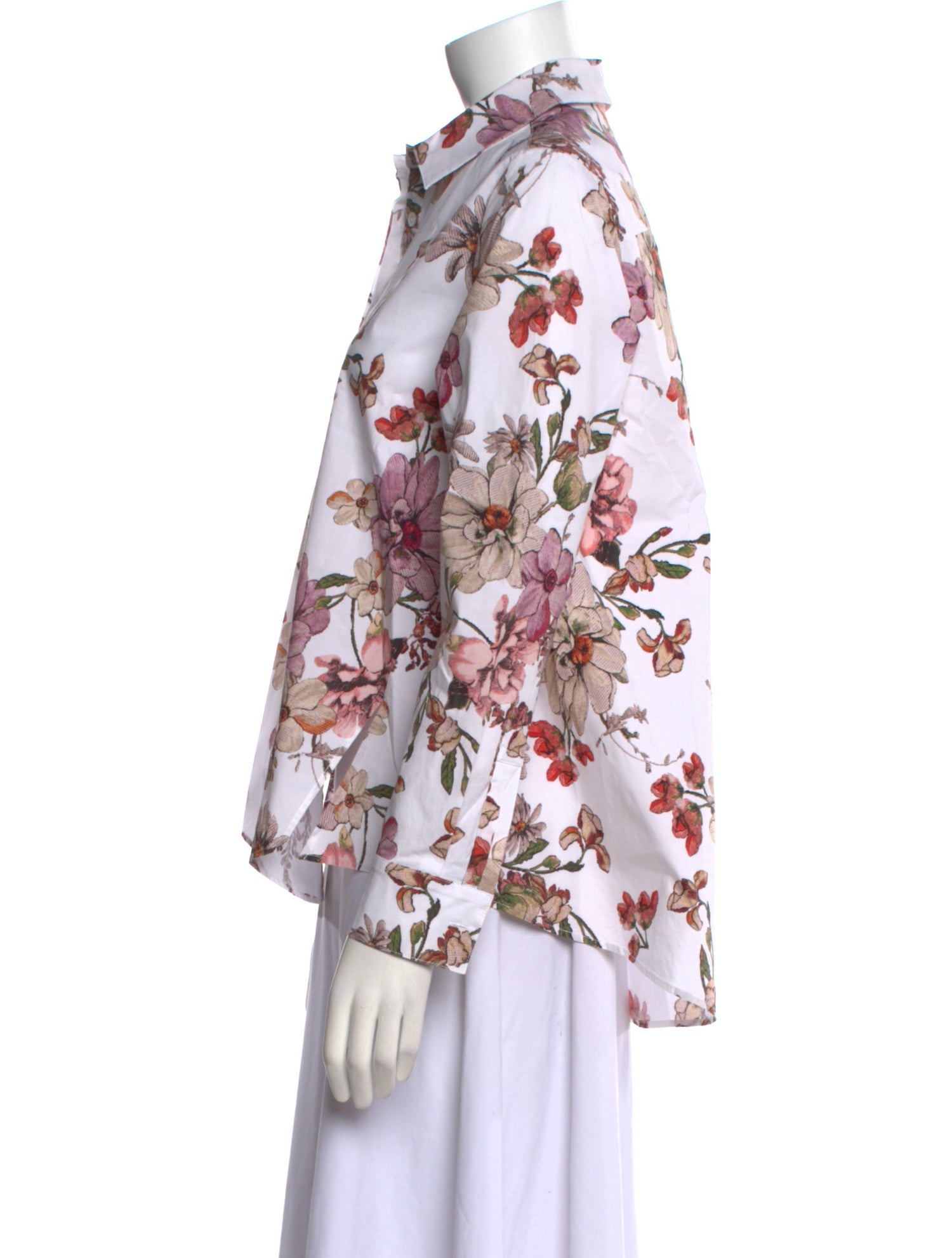Adam Lippes Floral Print Long Sleeve Button-Up Top
