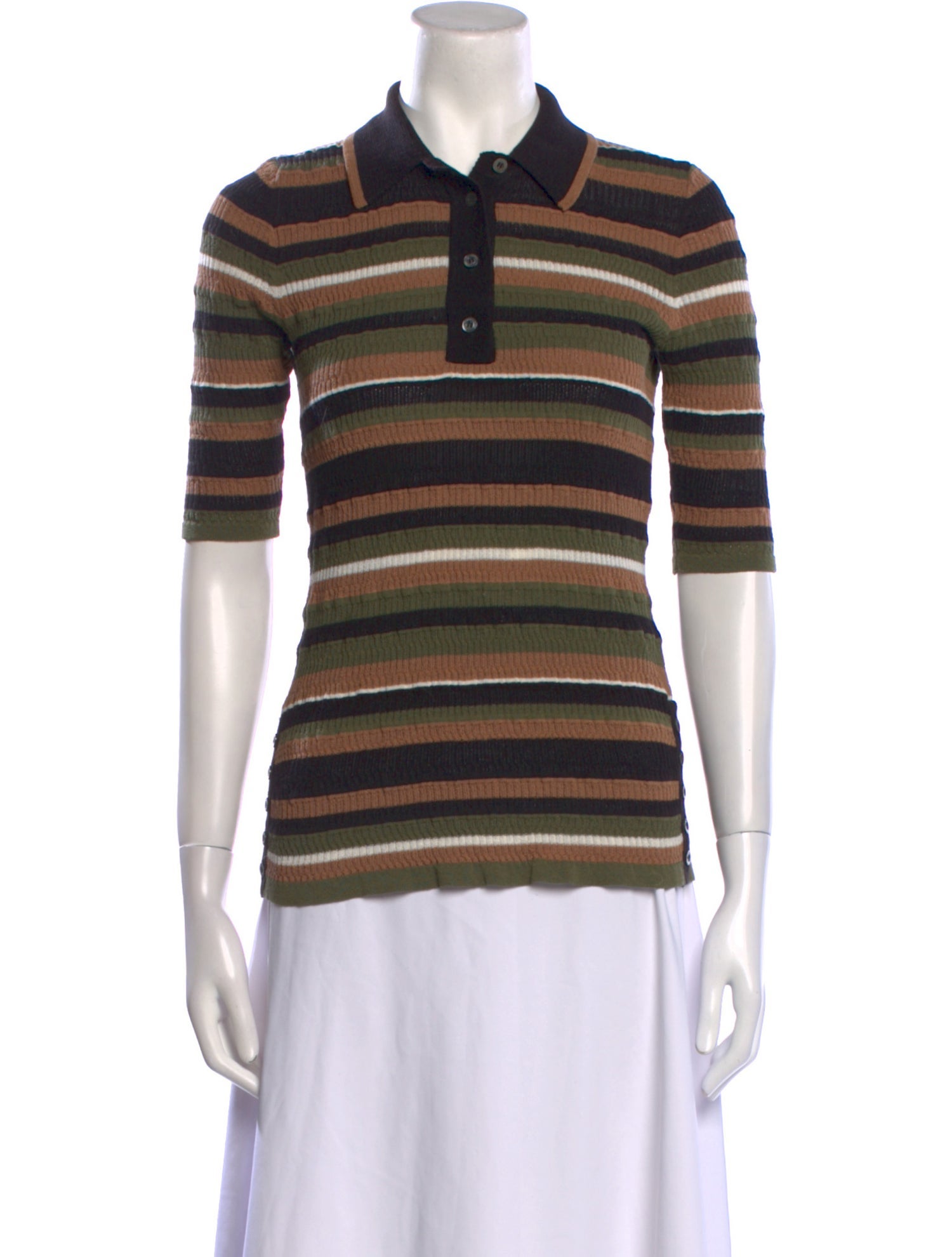 Adam Lippes Striped Short Sleeve Polo