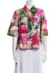 Adam Lippes Printed Short Sleeve Button-Up Top