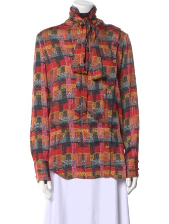 Adam Lippes Plaid Print Mock Neck Blouse