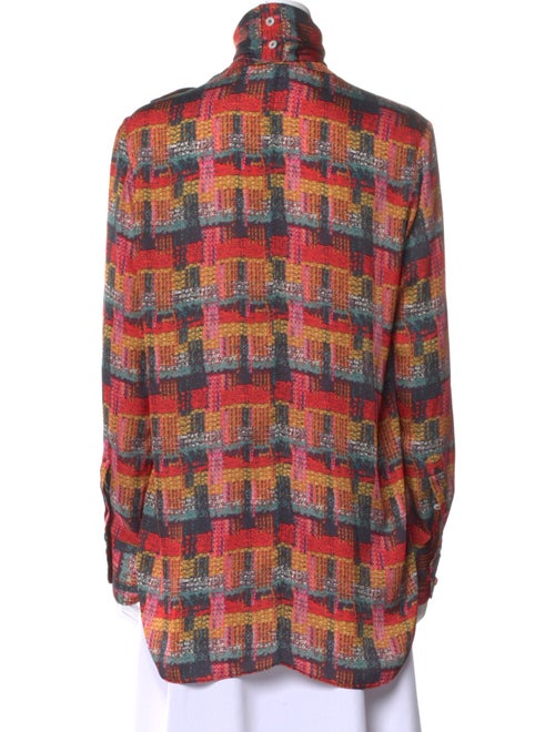 Adam Lippes Plaid Print Mock Neck Blouse