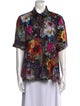 Adam Lippes Floral Print Short Sleeve Button-Up Top