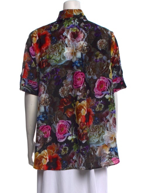Adam Lippes Floral Print Short Sleeve Button-Up Top
