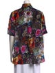 Adam Lippes Floral Print Short Sleeve Button-Up Top
