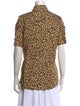 Adam Lippes Animal Print Short Sleeve Button-Up Top