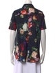 Adam Lippes Floral Print Short Sleeve Button-Up Top