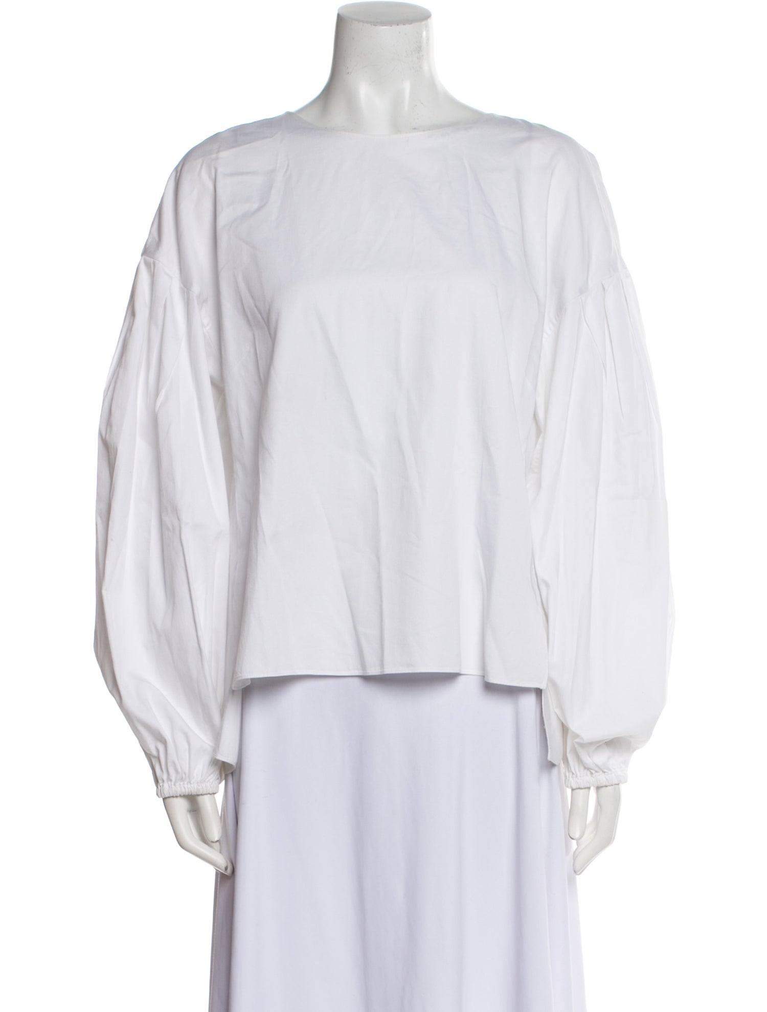 Adam Lippes Bateau Neckline Long Sleeve Blouse