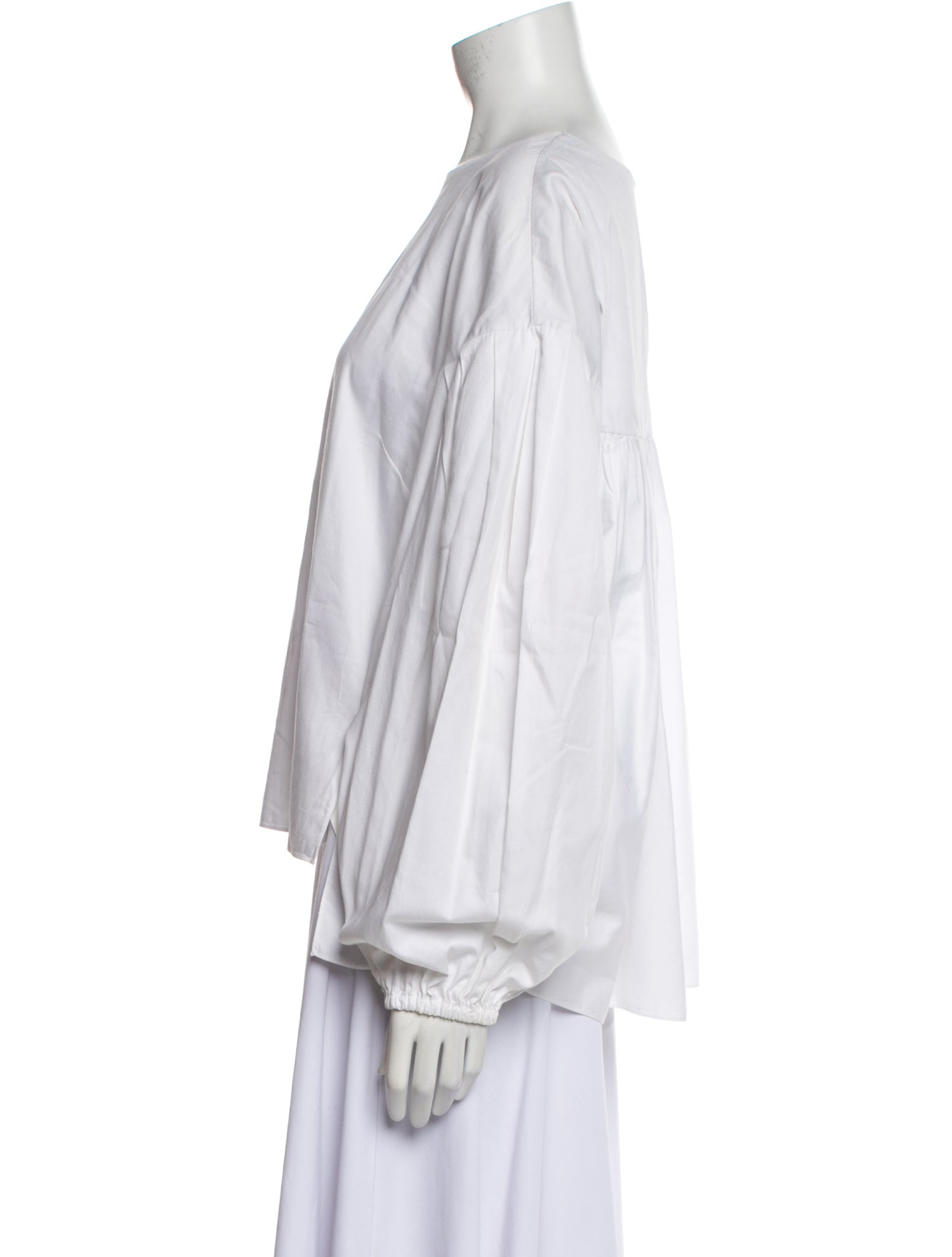 Adam Lippes Bateau Neckline Long Sleeve Blouse