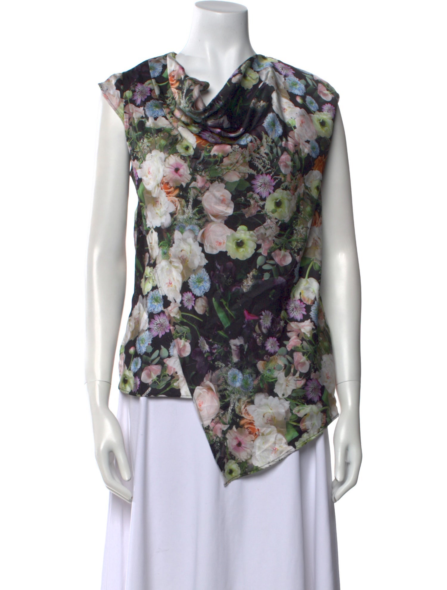 Adam Lippes Floral Print Cowl Neck Blouse