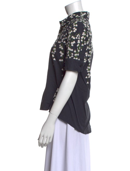 Adam Lippes Printed Short Sleeve Button-Up Top