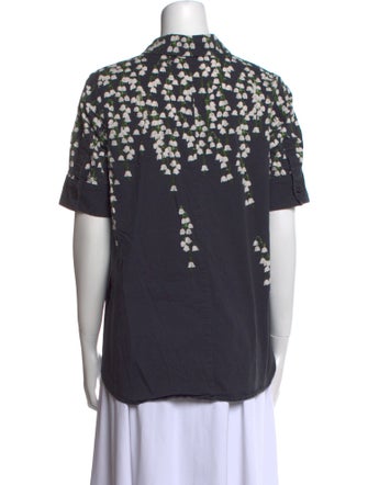 Adam Lippes Printed Short Sleeve Button-Up Top