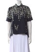 Adam Lippes Floral Print Short Sleeve Button-Up Top