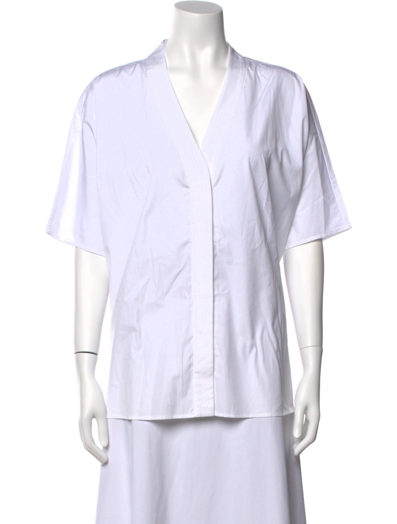 Adam Lippes V-Neck Short Sleeve Button-Up Top