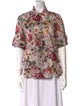 Adam Lippes Floral Print Short Sleeve Button-Up Top