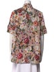 Adam Lippes Floral Print Short Sleeve Button-Up Top