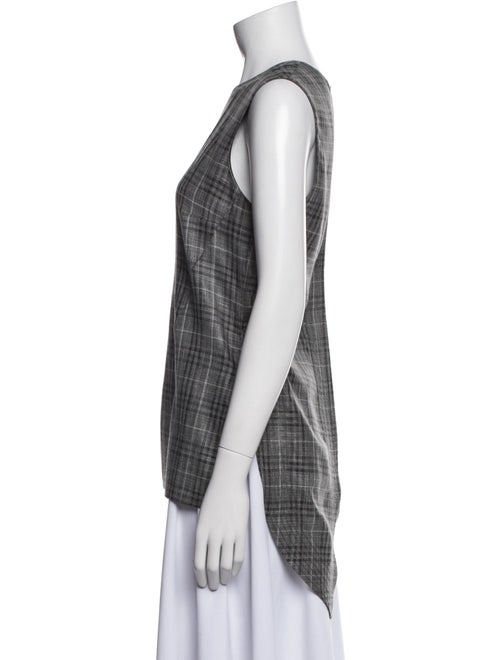 Adam Lippes Wool Plaid Print Top