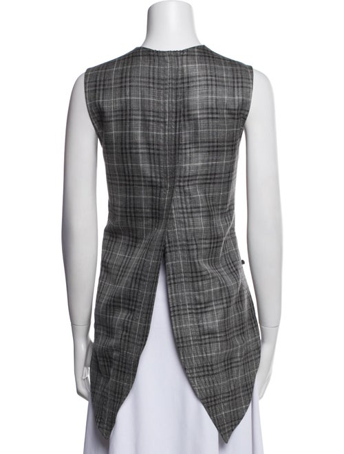 Adam Lippes Wool Plaid Print Top