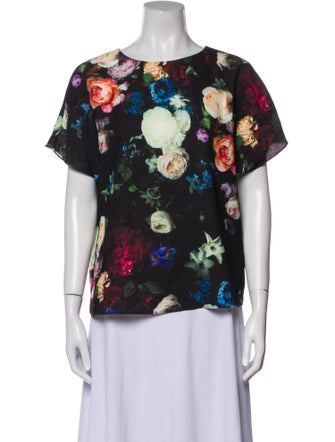 Adam Lippes Floral Print Bateau Neckline Blouse