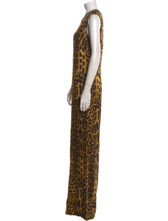 Adam Lippes Animal Print Crew Neck Jumpsuit