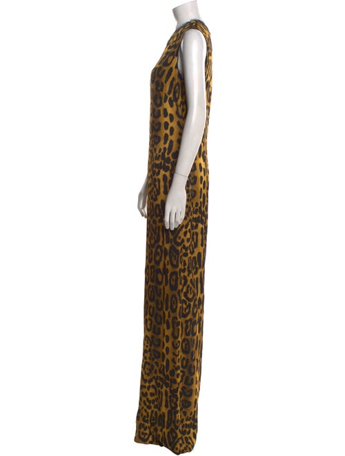 Adam Lippes Animal Print Crew Neck Jumpsuit