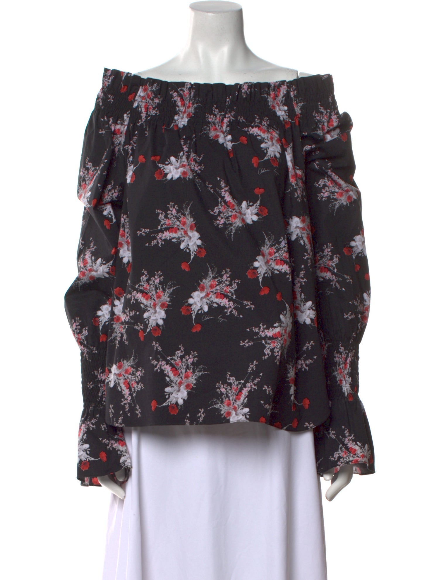 Adam Lippes Floral Print Off-The-Shoulder Blouse