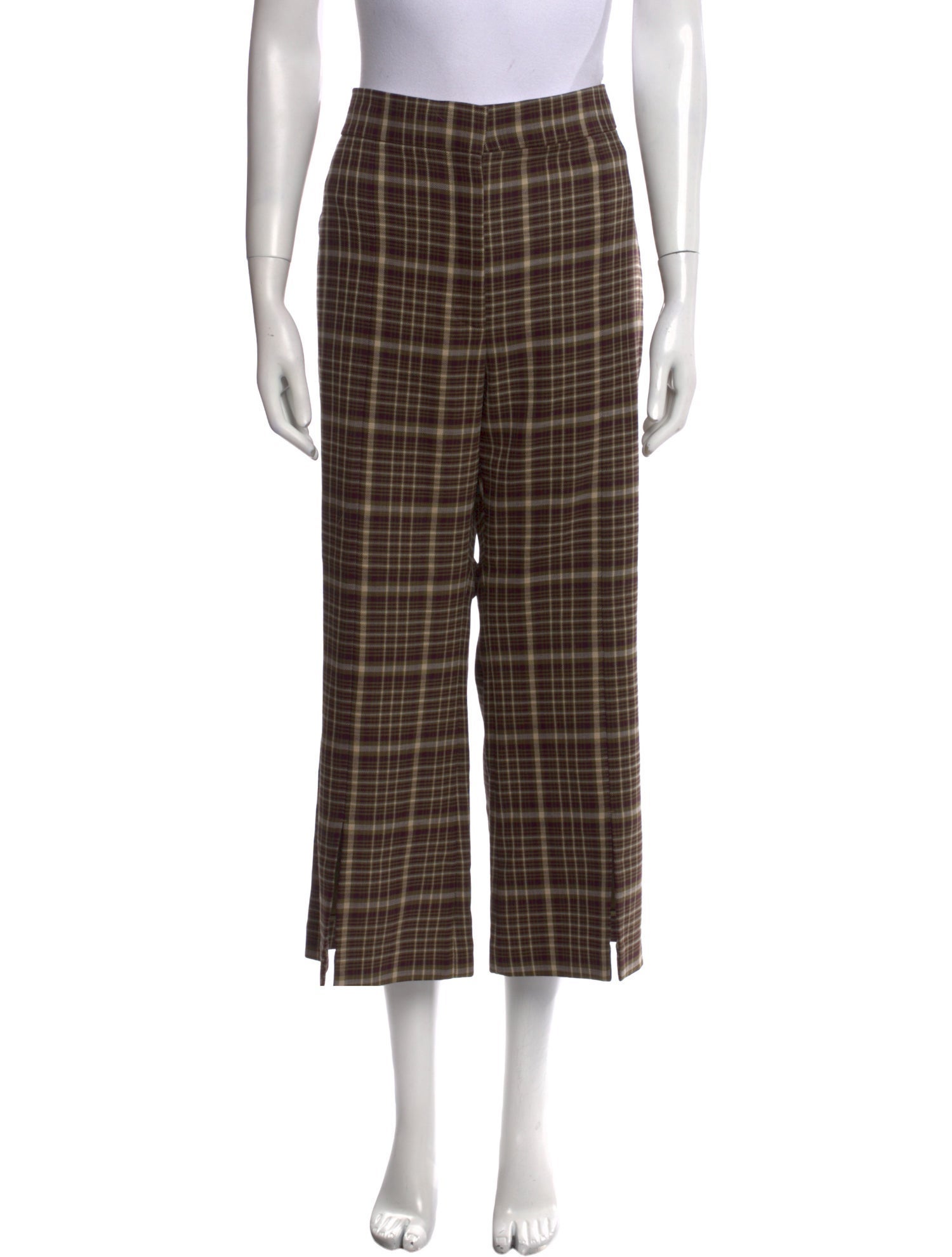 Adam Lippes Plaid Print Wide Leg Pants w/ Tags