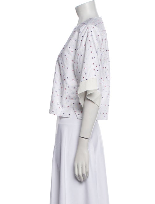 Adam Lippes Printed Crew Neck Crop Top