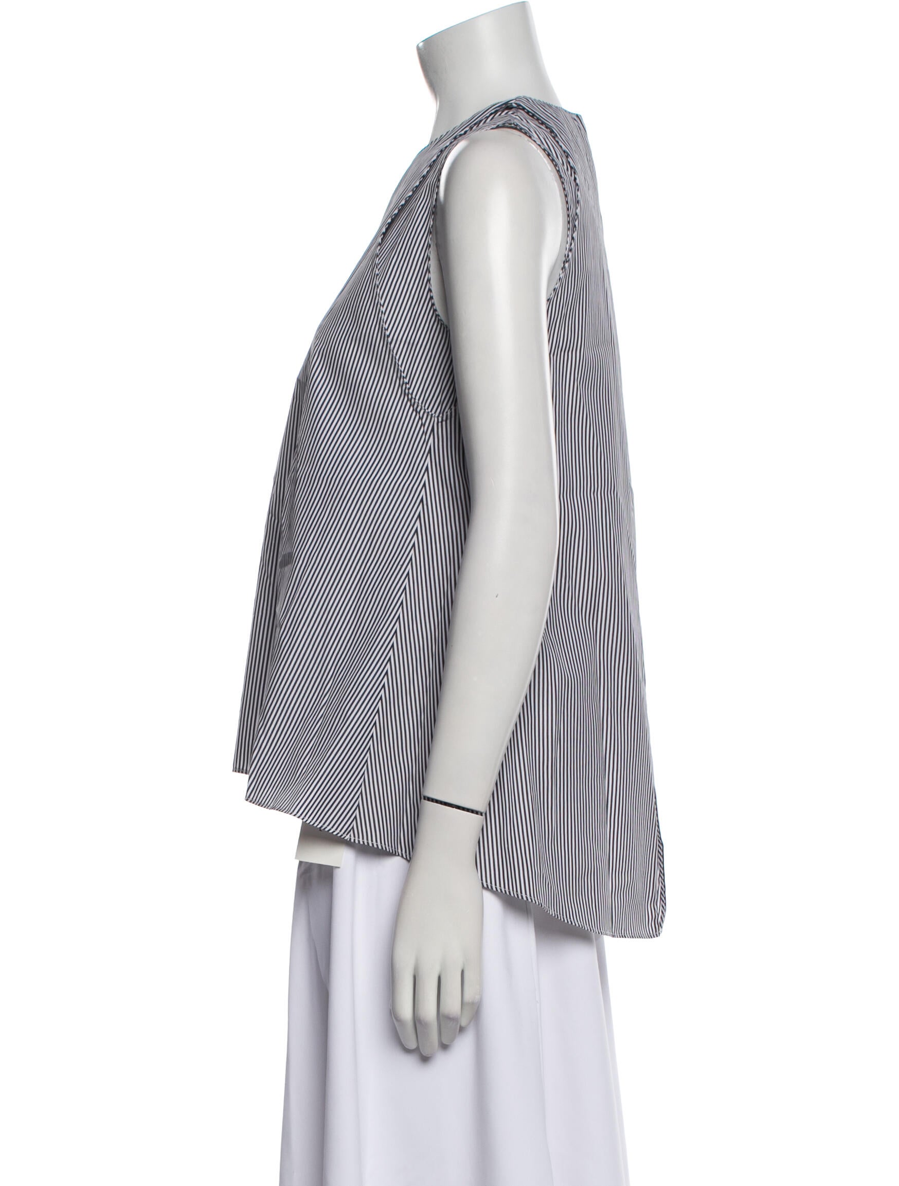 Adam Lippes Striped Bateau Neckline Blouse