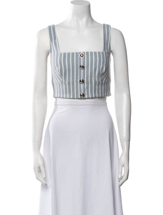 Adam Lippes Striped Square Neckline Crop Top