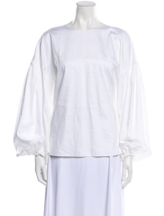 Adam Lippes Bateau Neckline Three-Quarter Sleeve Blouse