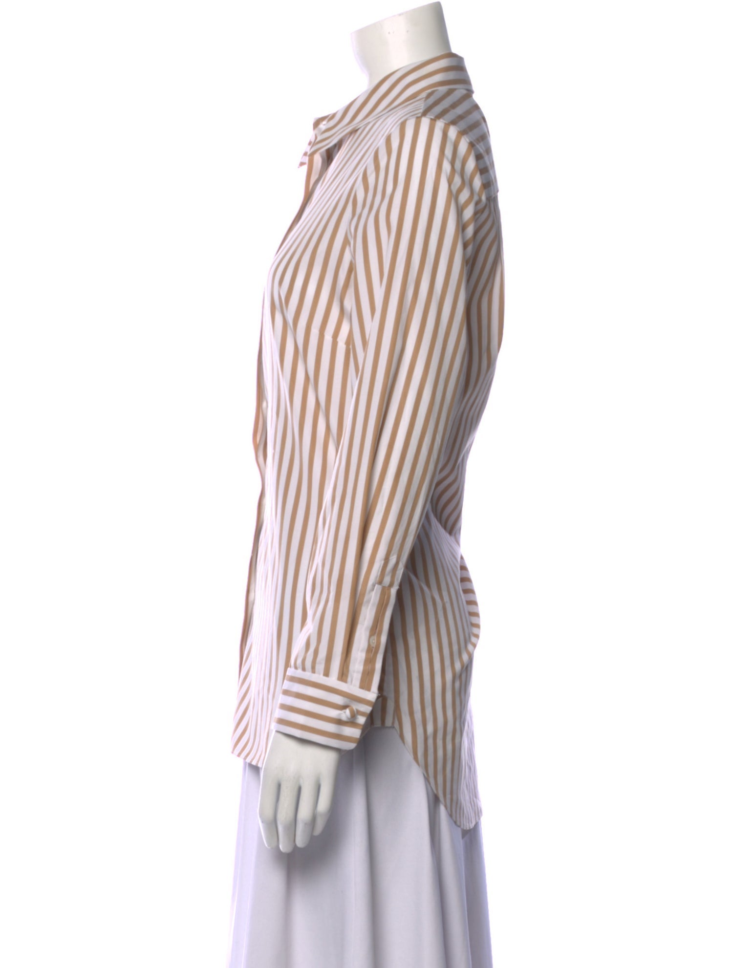 Adam Lippes Striped Long Sleeve Button-Up Top