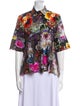 Adam Lippes Floral Print Three-Quarter Sleeve Button-Up Top
