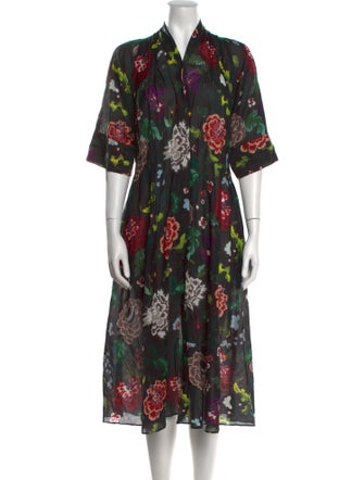 Adam Lippes Floral Print Midi Length Dress