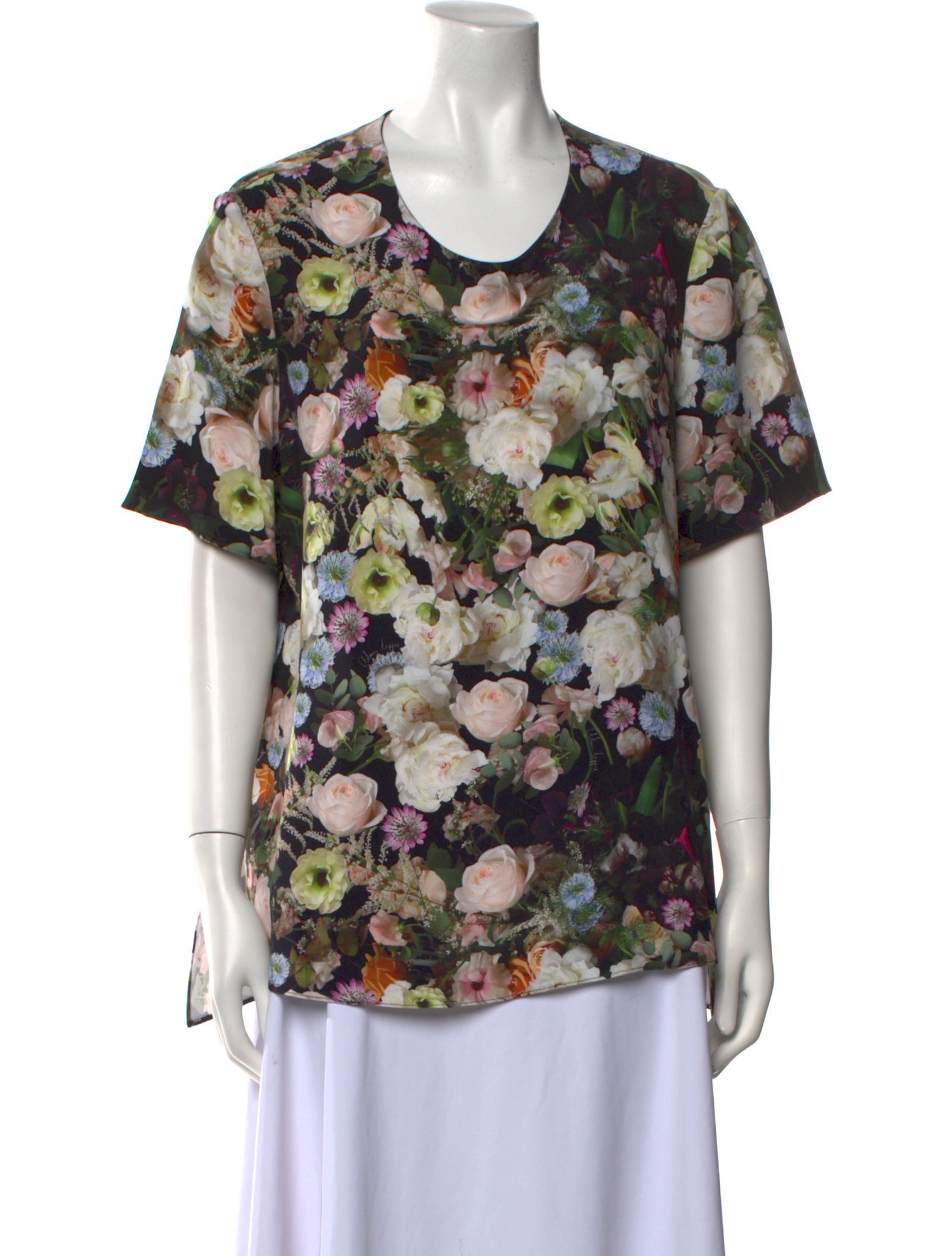 Adam Lippes Silk Floral Print T-Shirt