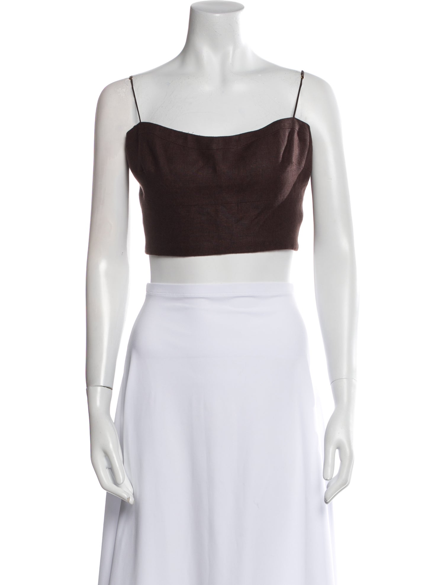 Adam Lippes Linen Square Neckline Crop Top