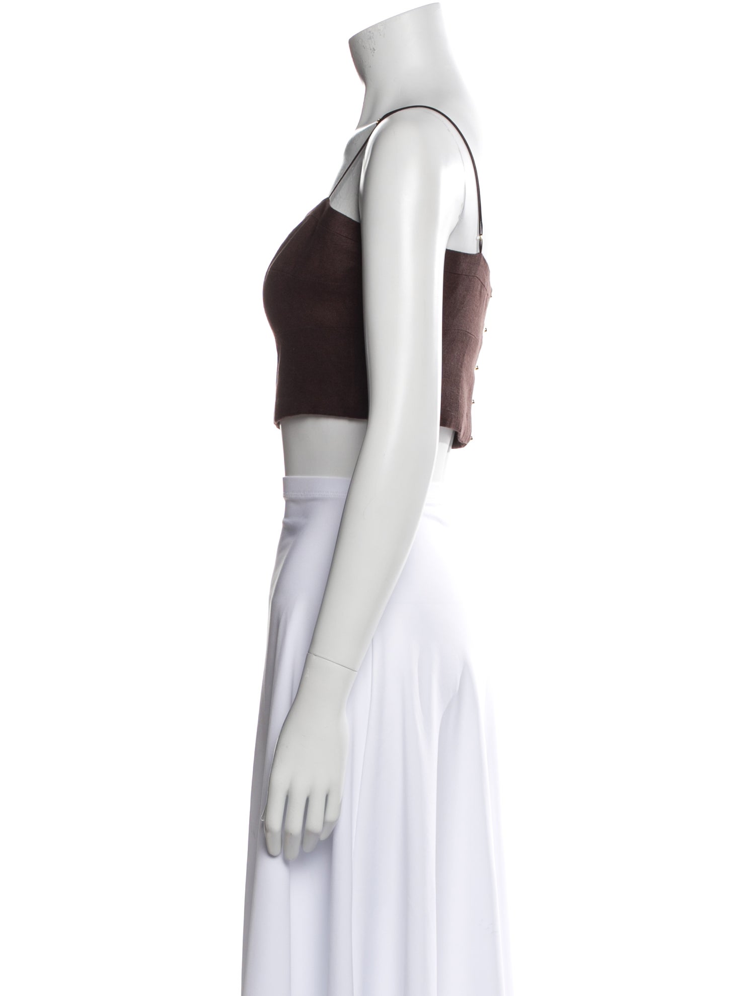 Adam Lippes Linen Square Neckline Crop Top
