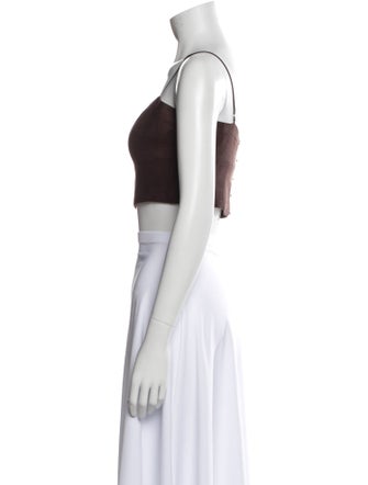 Adam Lippes Linen Square Neckline Crop Top
